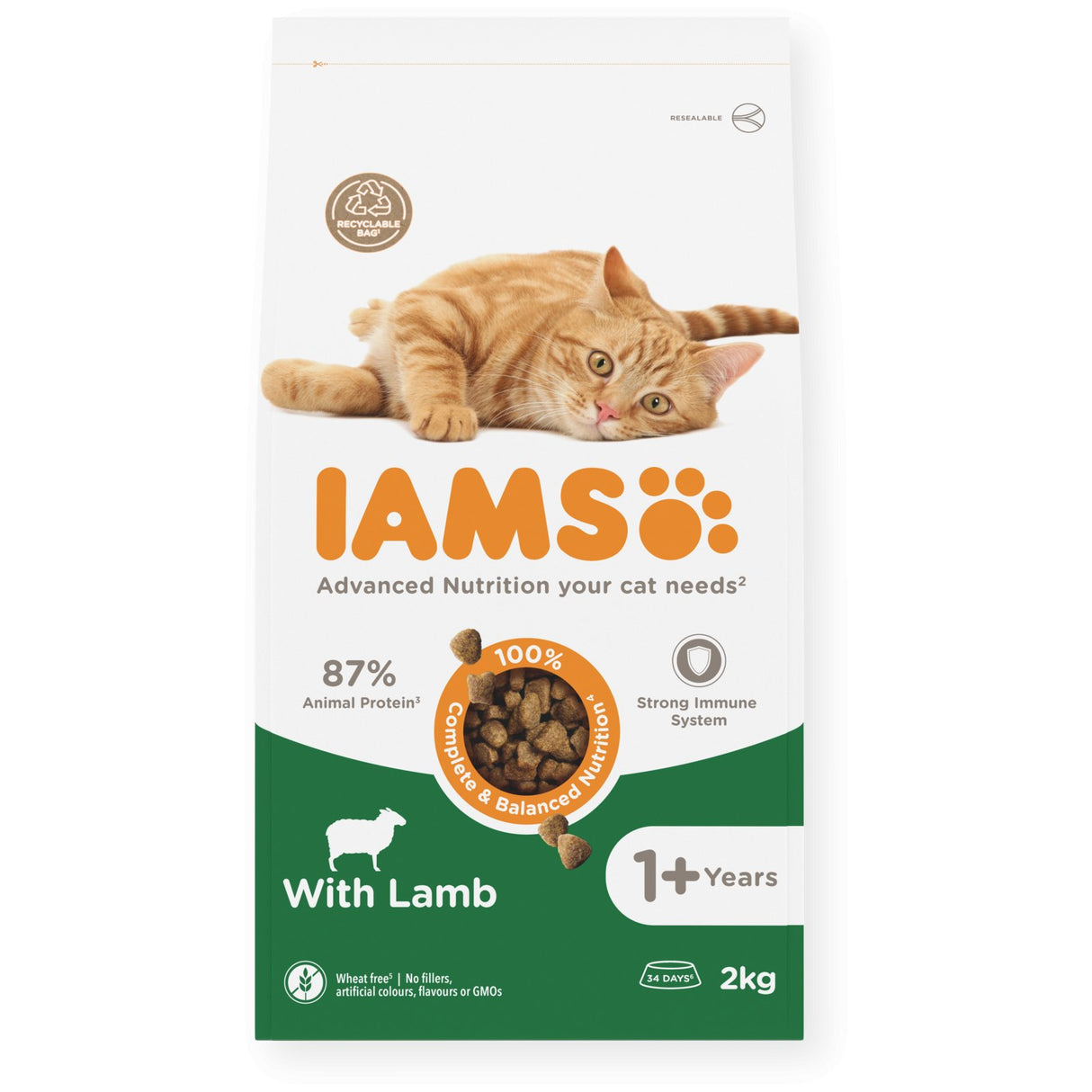 IAMS Adult Cat Dry Food with Lamb, IAMS, 2x2kg