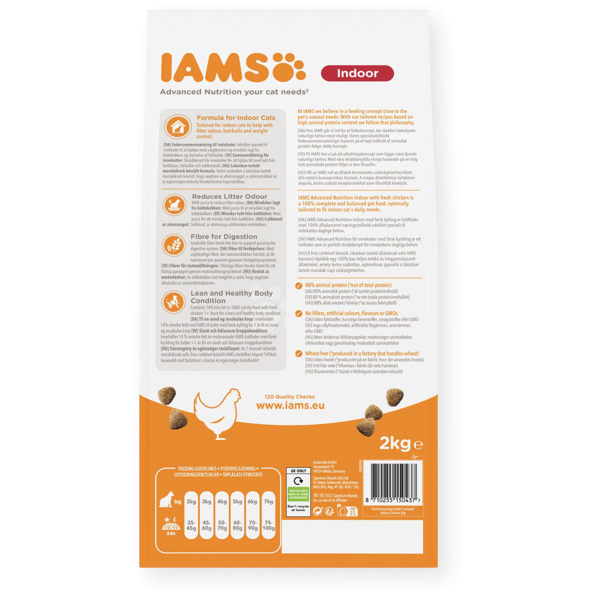 IAMS Adult Cat Indoor Dry Food with Fresh Chicken - 2 x 2kg, IAMS,