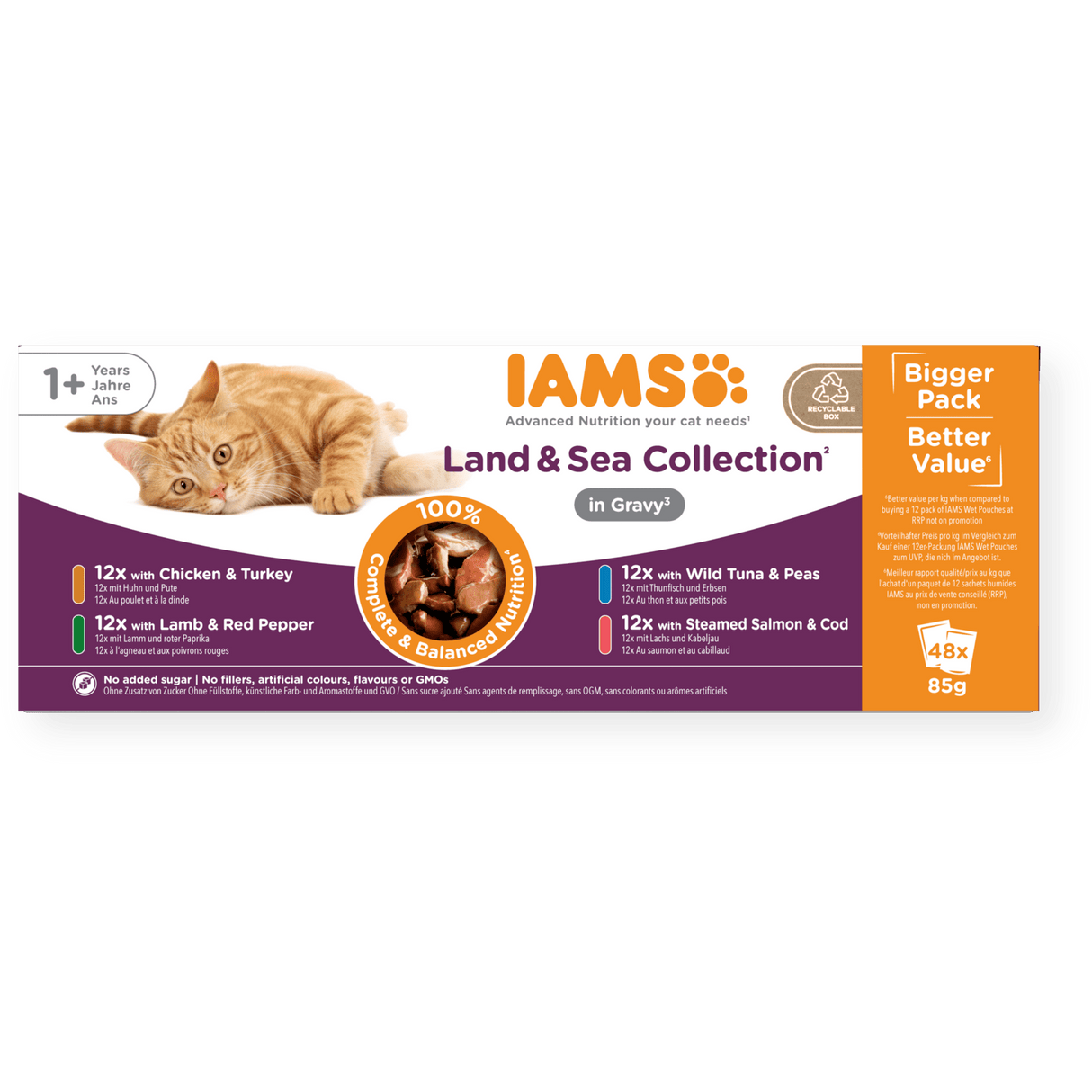 IAMS Adult Land & Sea Collection in Gravy Wet Cat Food, IAMS, 48 x 85g