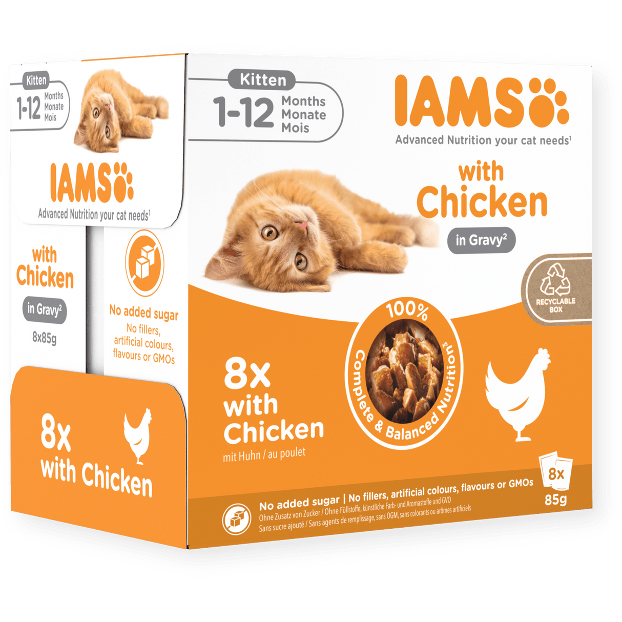 IAMS Kitten Chicken in Gravy Wet Cat Food - 8 x 85g, IAMS,