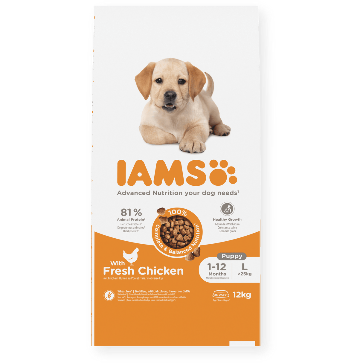 IAMS Puppy Large Breed Fresh Chicken Dry Dog Food, IAMS, 12 kg