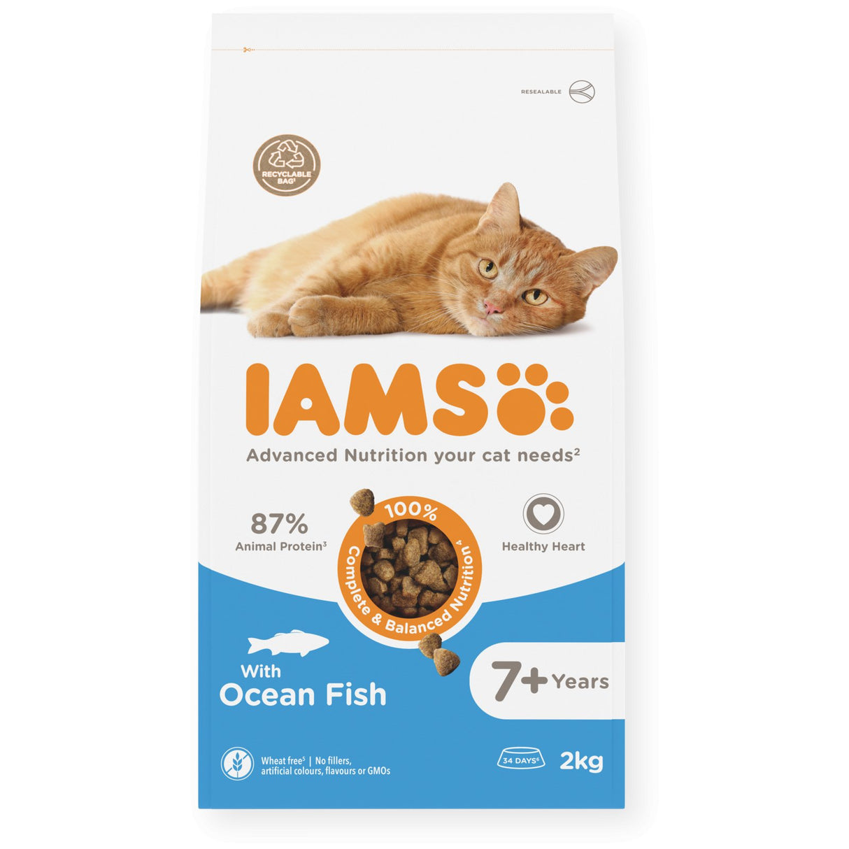 IAMS Senior Cat Dry Food with Ocean Fish - 2 x 2kg, IAMS,