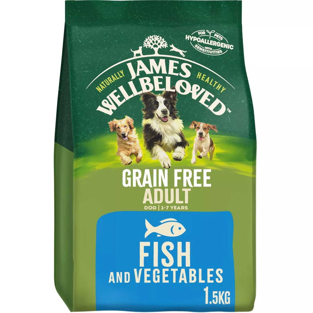 James Wellbeloved Adult Fish & Veg Grain Free Dry Dog Food, James Wellbeloved, 1.5 kg