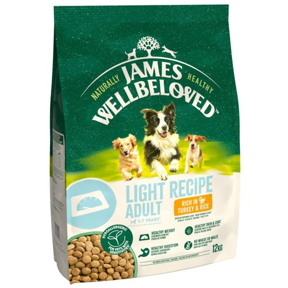 James Wellbeloved Adult Turkey & Rice Light Dry Dog Food, James Wellbeloved, 12 kg