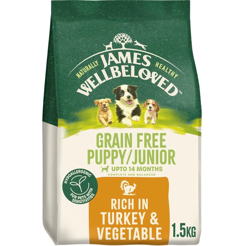James Wellbeloved Grain Free Puppy / Junior Turkey & Veg Dry Dog Food - 1.5 kg, James Wellbeloved,