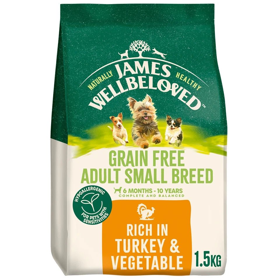 James Wellbeloved Grain Free Small Breed Turkey & Veg Adult Dry Dog Food, James Wellbeloved, 1.5 kg