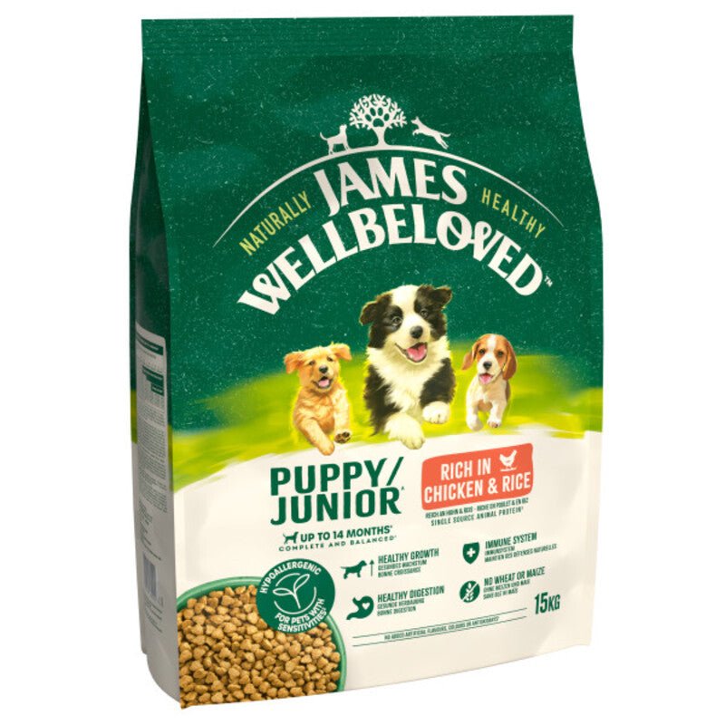 James Wellbeloved Puppy Chicken & Rice Complete Dry Dog Food, James Wellbeloved, 15 kg