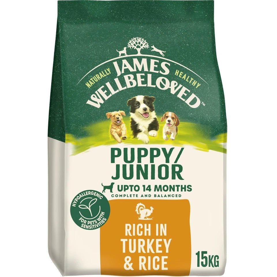 James Wellbeloved Puppy/Junior Turkey & Rice Dry Dog Food, James Wellbeloved, 15 kg