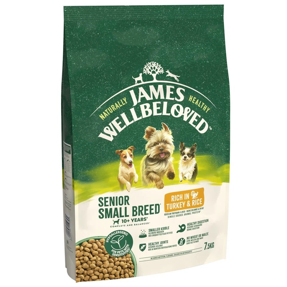 James Wellbeloved Senior Turkey & Rice Small Breed Dry Dog Food, James Wellbeloved, 7.5 kg
