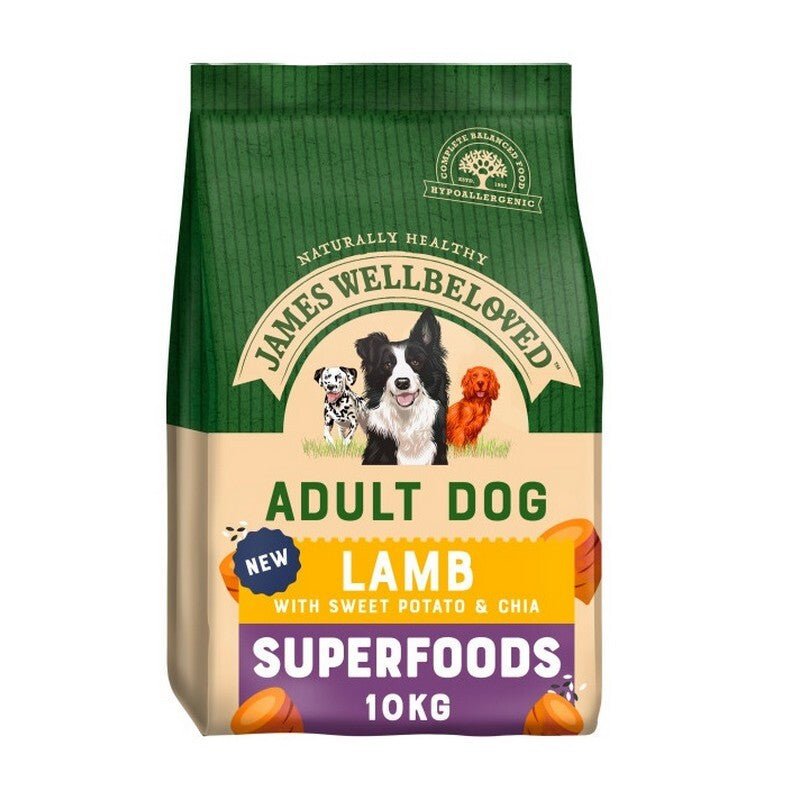 James Wellbeloved Superfoods Lamb Sweet Potato & Chia Dry Adult Dog Food, James Wellbeloved, 10 kg