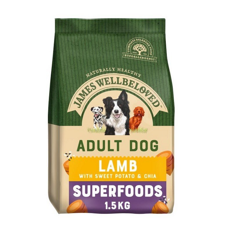 James Wellbeloved Superfoods Lamb Sweet Potato & Chia Dry Adult Dog Food, James Wellbeloved, 1.5 kg