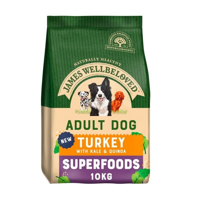 James Wellbeloved Superfoods Turkey Kale & Quinoa Dry Adult Dog Food, James Wellbeloved, 10 kg