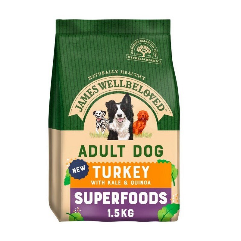 James Wellbeloved Superfoods Turkey Kale & Quinoa Dry Adult Dog Food, James Wellbeloved, 1.5 kg