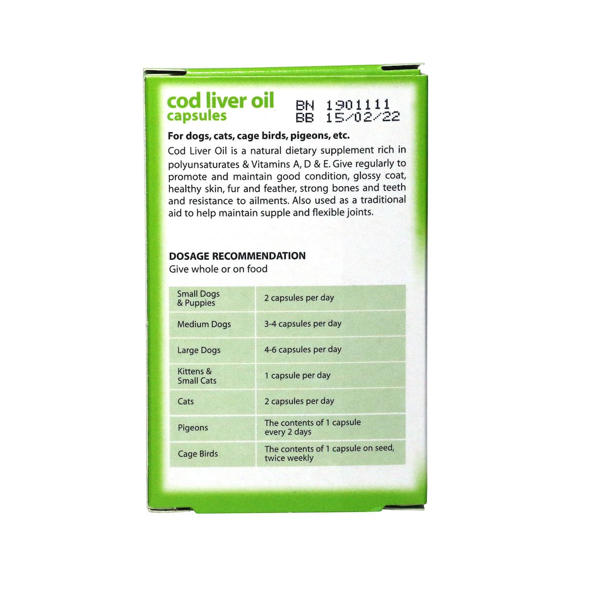 Johnsons Cod Liver Oil Capsules, Johnsons Veterinary, 6x40