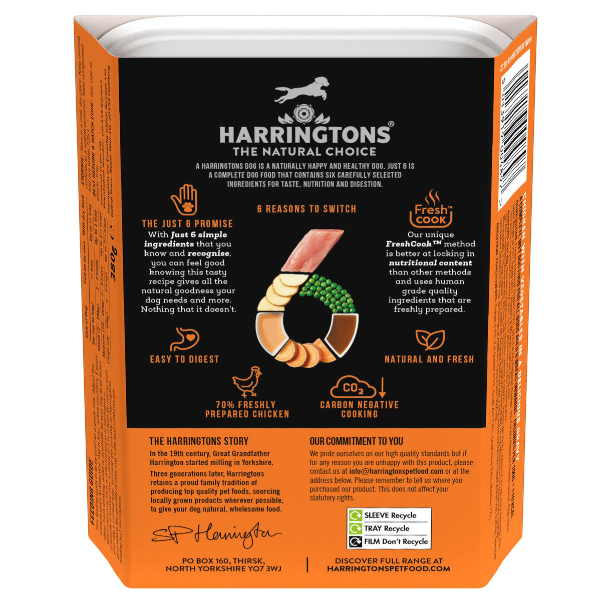 Harringtons Just 6 Chicken with Veg & Gravy Grain-Free Wet Dog Food - 8 x 380g