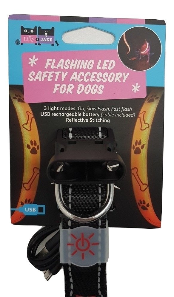 Lilly & Jake Red LED Dog Collar, Lilly & Jake, Large