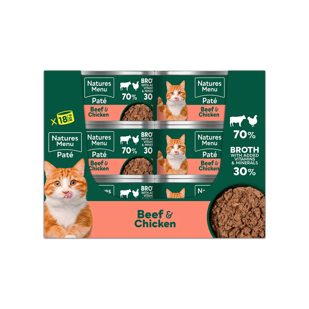 Natures Menu Adult Cat Beef & Chicken Cans - 18 x 85g, Natures Menu,