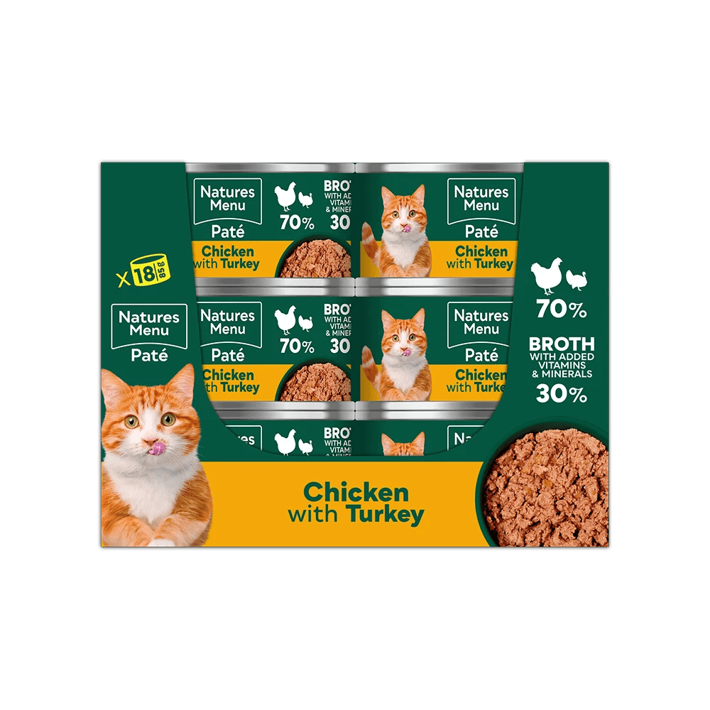 Natures Menu Adult Cat Chicken with Turkey Cans - 18 x 85g, Natures Menu,