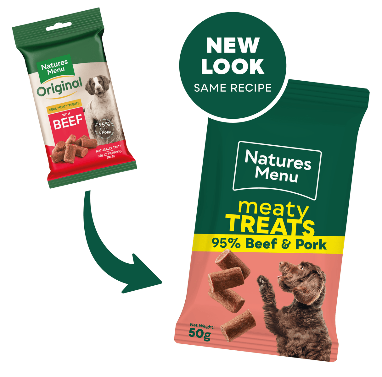 Natures Menu Beef Meaty Dog Treats - 12 x 50g, Natures Menu,