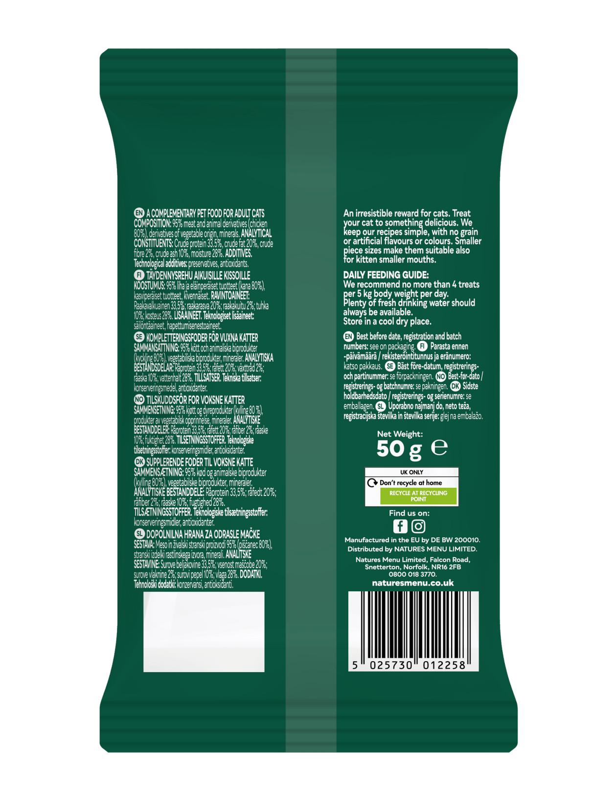 Natures Menu Chicken Cat Treats - 12 x 50g, Natures Menu,