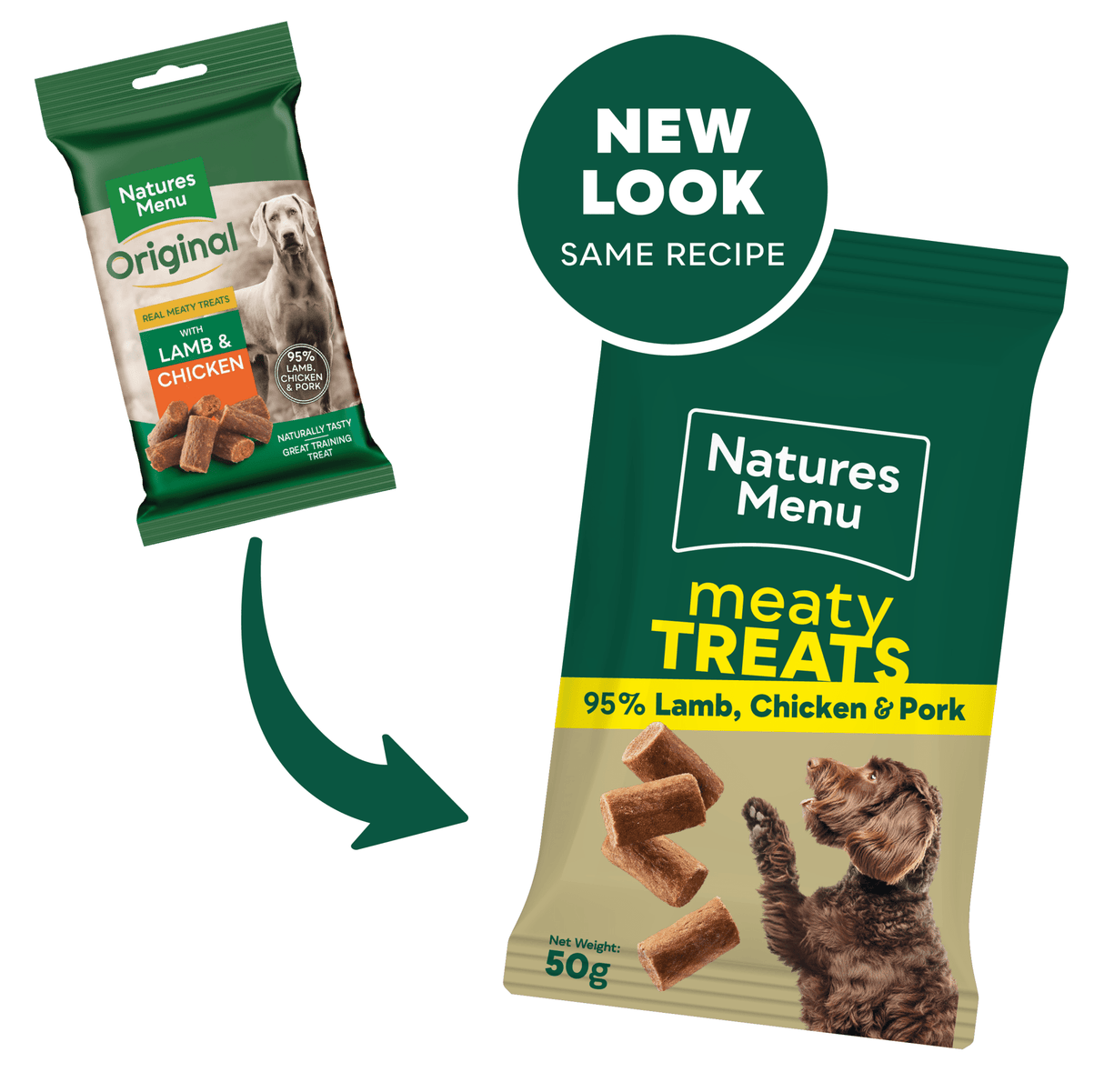 Natures Menu Lamb & Chicken Meaty Dog Treats - 12 x 50g, Natures Menu,