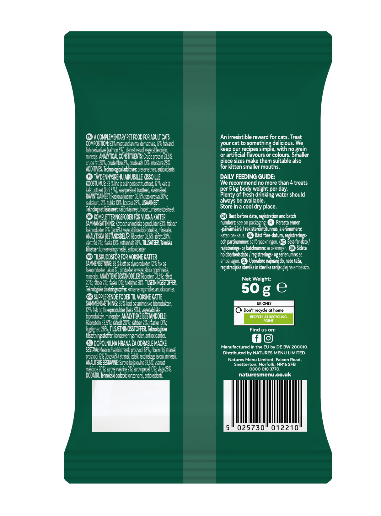 Natures Menu Salmon Cat Treats - 12 x 50g, Natures Menu,