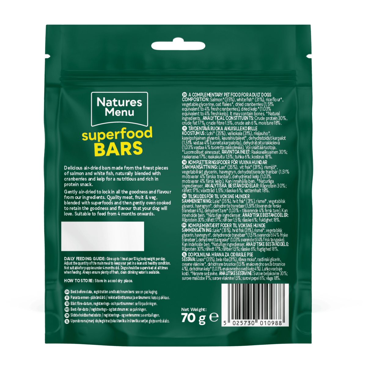 Natures Menu Superfood Bars Salmon & White Fish Dog Treats - 9 x 70g, Natures Menu,