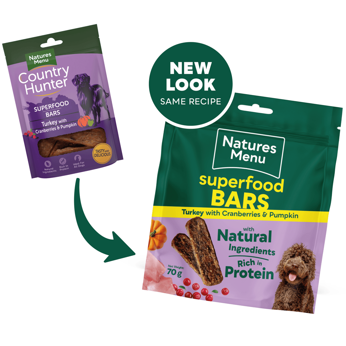 Natures Menu Superfood Bars Turkey Dog Treats - 9 x 70g, Natures Menu,