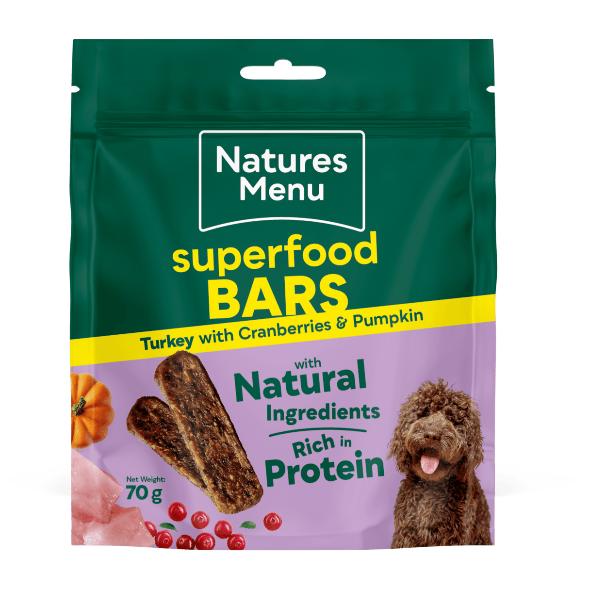 Natures Menu Superfood Bars Turkey Dog Treats - 9 x 70g, Natures Menu,
