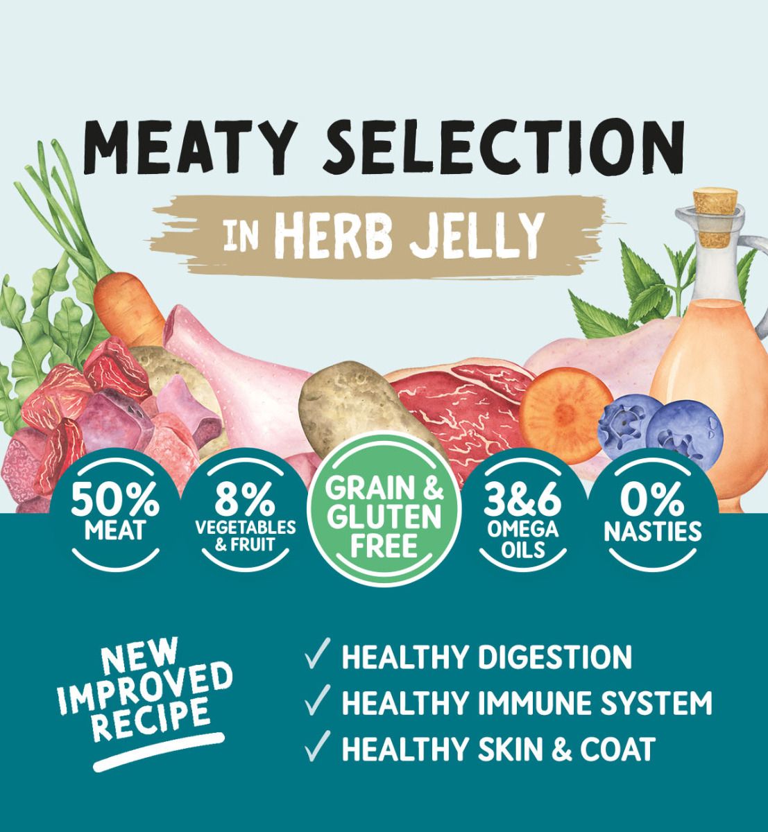Naturo Adult Dog Grain & Gluten Free Meaty Selection in Herb Jelly, Naturo, 12 x 390g