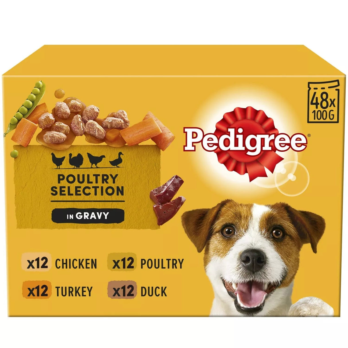 Pedigree Adult Wet Dog Food Pouches Poultry Selection in Gravy - 48 x 100g, Pedigree,