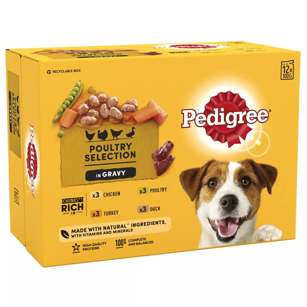 Pedigree Adult Wet Dog Food Pouches Poultry Selection in Gravy - 48 x 100g, Pedigree,