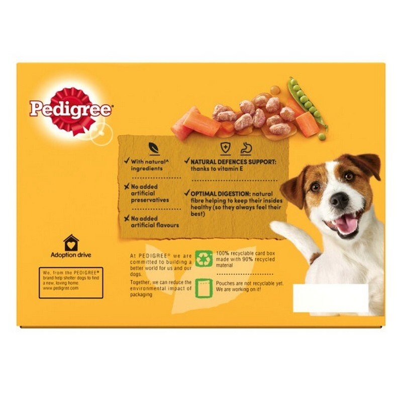 Pedigree Adult Wet Dog Food Pouches Poultry Selection in Gravy - 48 x 100g, Pedigree,