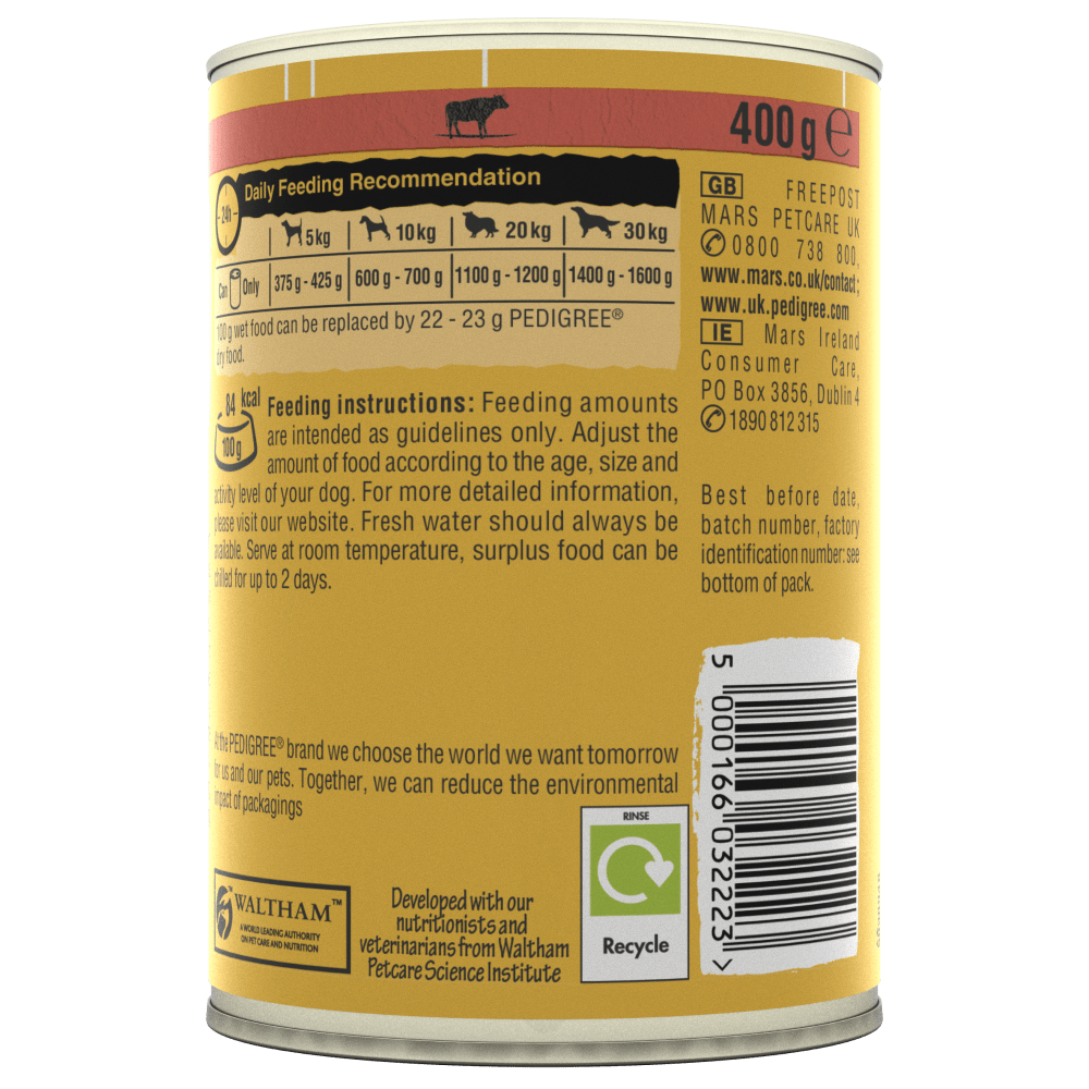 Pedigree Adult Wet Dog Food Tins Beef in Gravy - 12 x 400g, Pedigree,