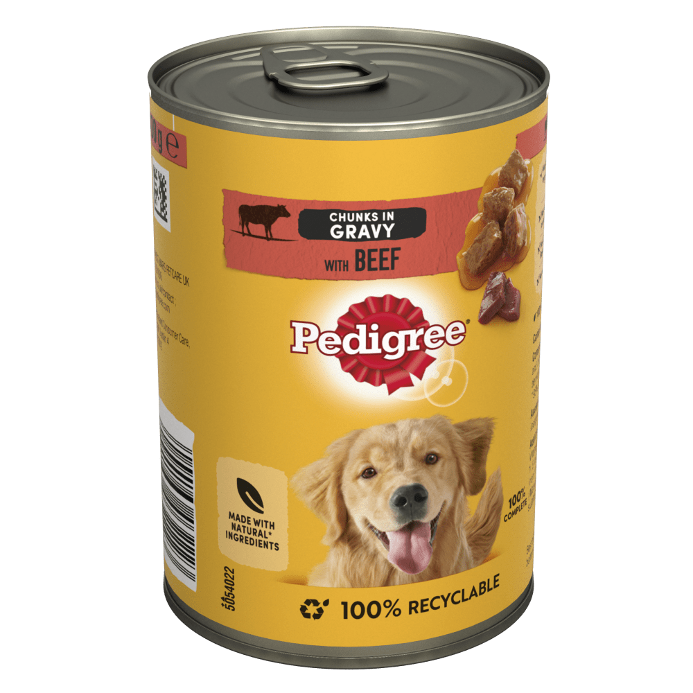 Pedigree Adult Wet Dog Food Tins Beef in Gravy - 12 x 400g, Pedigree,