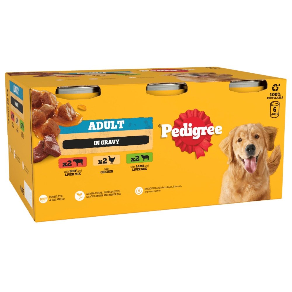 Pedigree Adult Wet Dog Food Tins Mixed Selection in Gravy - 24 x 400g, Pedigree,