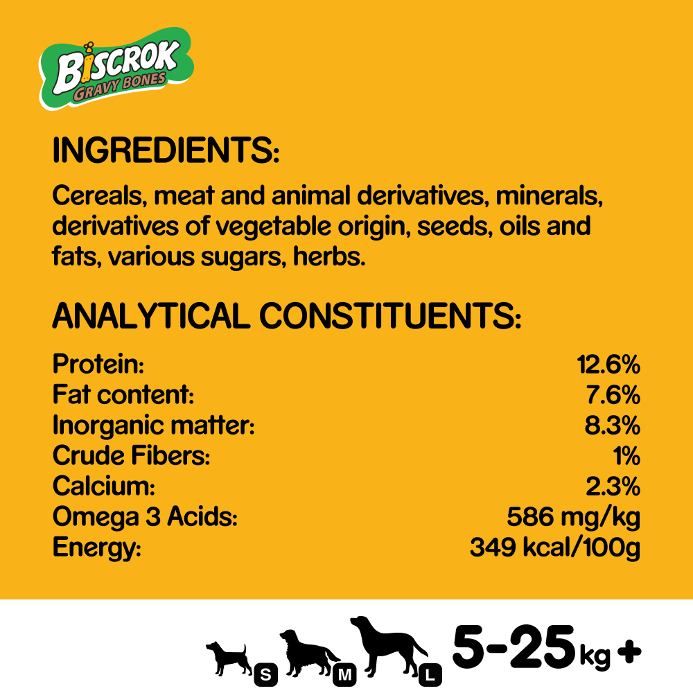 Pedigree Biscrok Gravy Bones Biscuits Dog Treats, Pedigree, 10 kg