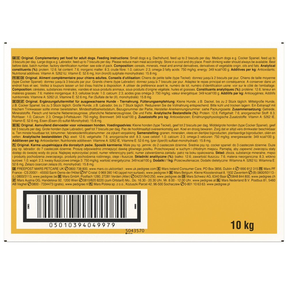 Pedigree Biscrok Gravy Bones Biscuits Dog Treats, Pedigree, 10 kg