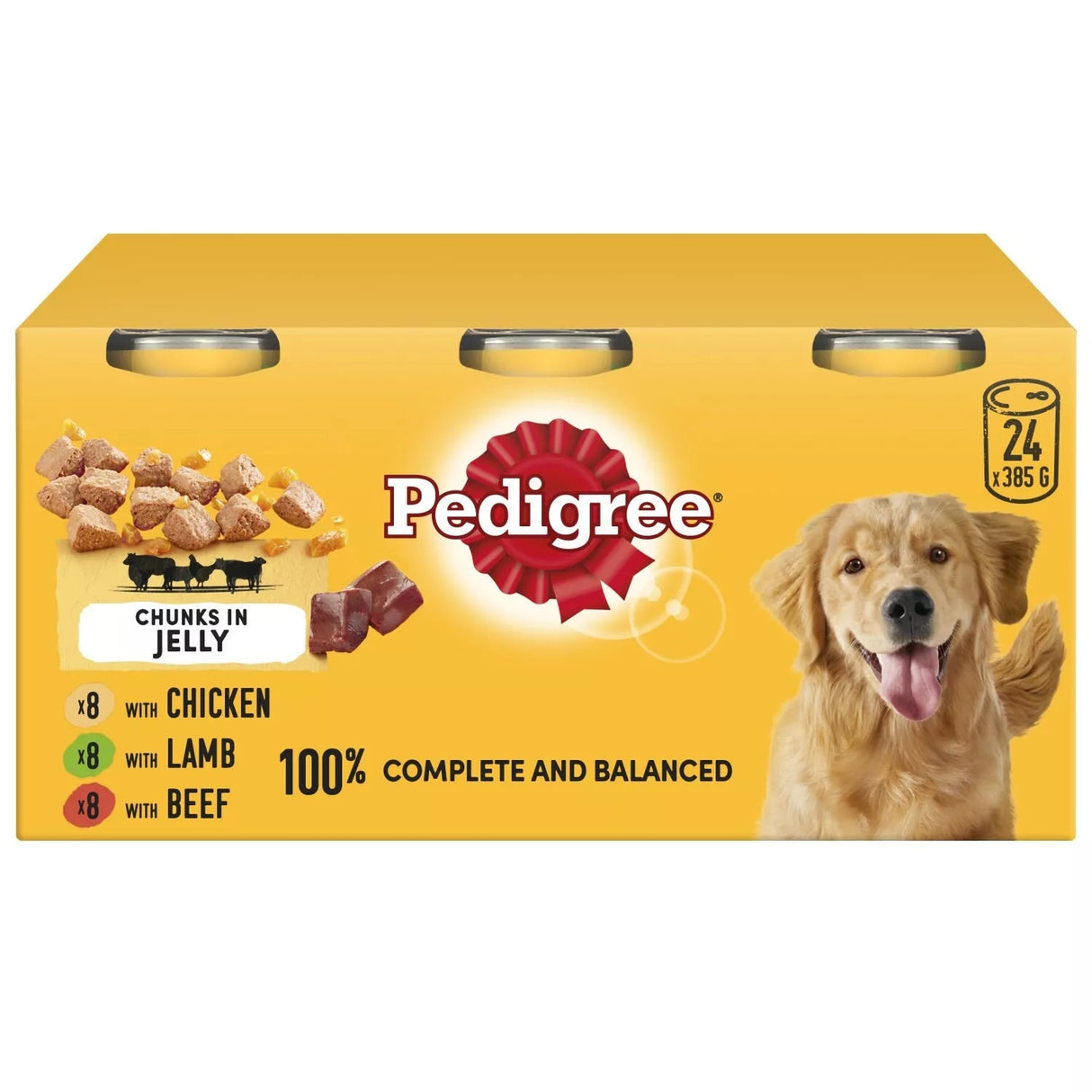 Pedigree Chunks in Jelly Mixed Selection Adult Wet Dog Food Tins - 24 x 385g, Pedigree,