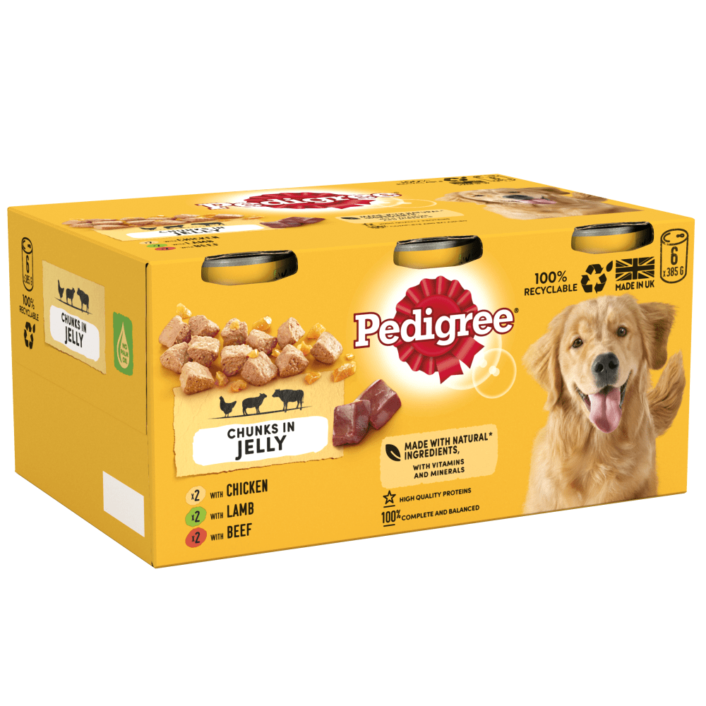 Pedigree Chunks in Jelly Mixed Selection Adult Wet Dog Food Tins - 24 x 385g, Pedigree,