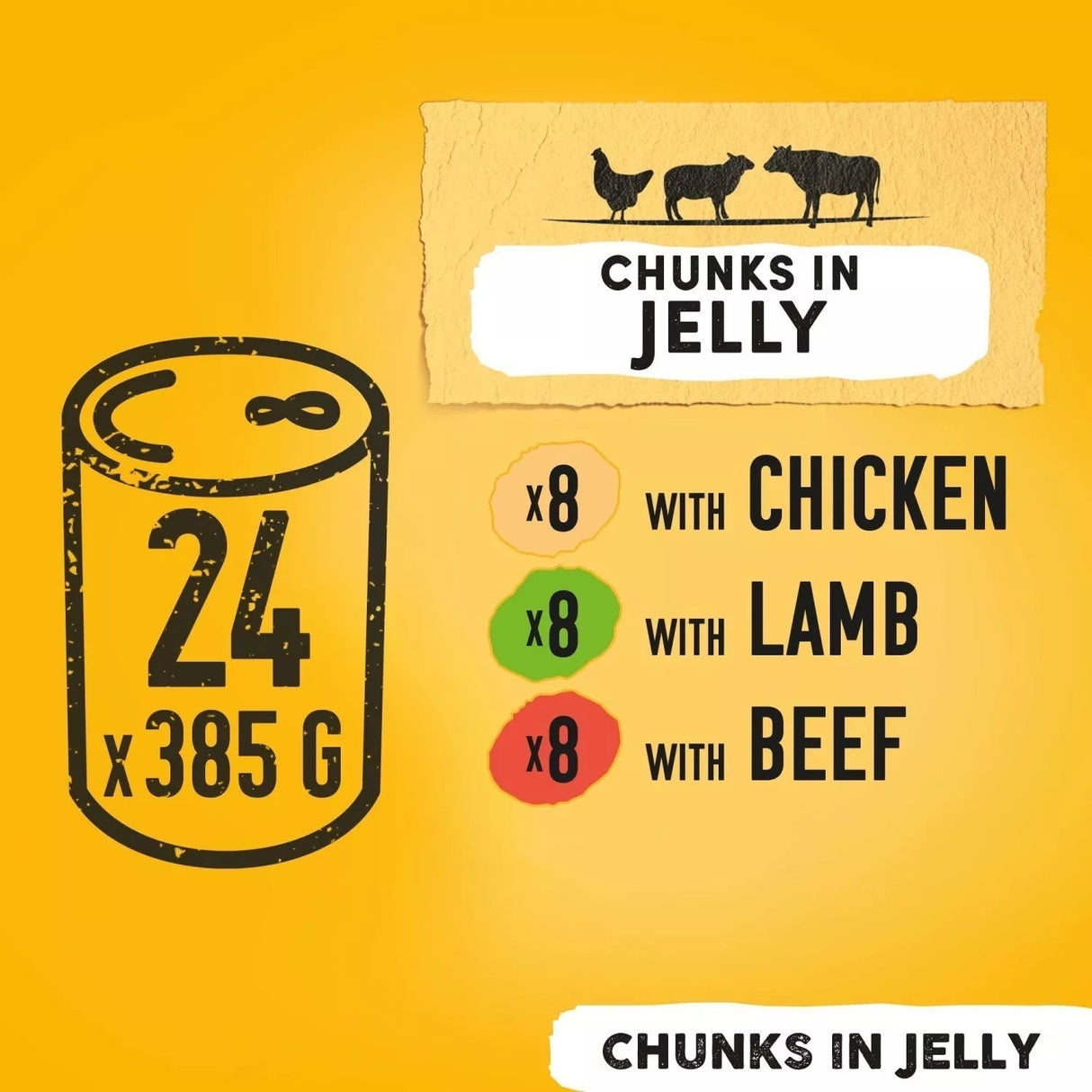 Pedigree Chunks in Jelly Mixed Selection Adult Wet Dog Food Tins - 24 x 385g, Pedigree,