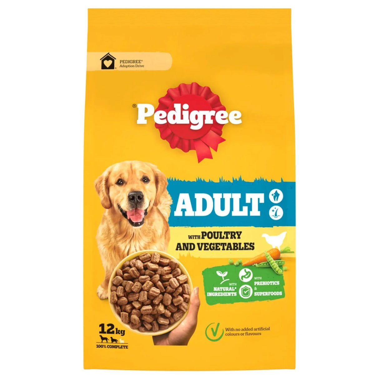 Pedigree Complete Adult Dry Dog Food with Poultry & Vegetables, Pedigree, 12 kg