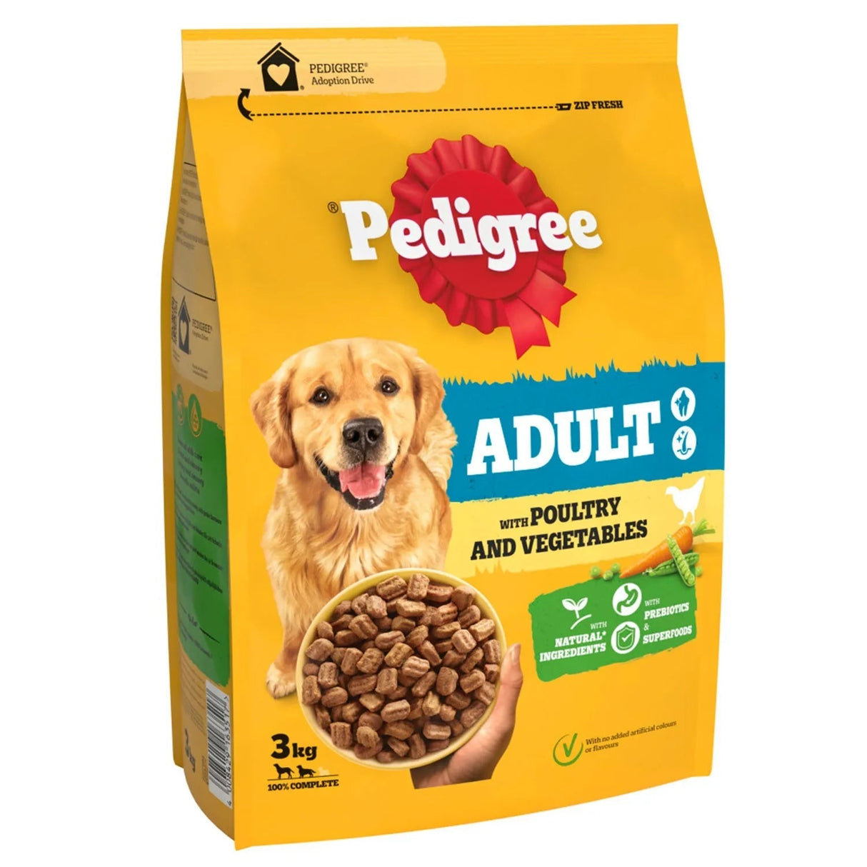 Pedigree Complete Adult Dry Dog Food with Poultry & Vegetables, Pedigree, 3 x 3kg