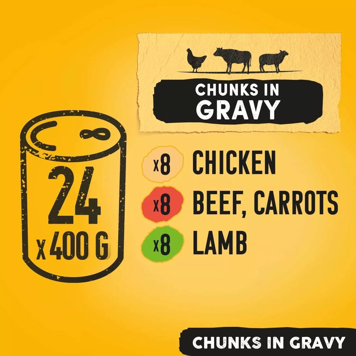 Pedigree Country Casseroles in Gravy Adult Wet Dog Food Tins Mixed - 24 x 400g, Pedigree,