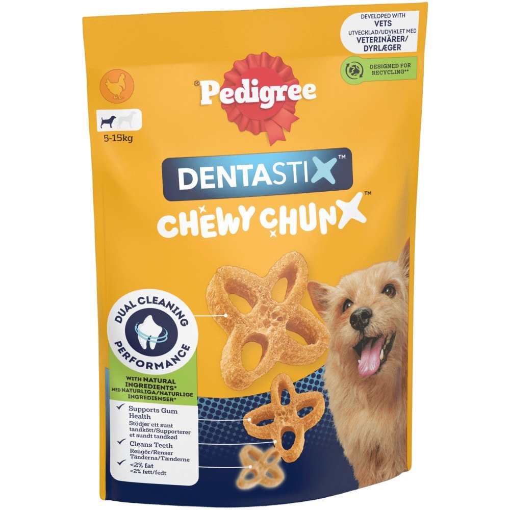 Pedigree Dentastix Chewy Chunx Chicken Mini Adult Small Dog Treats - 5 x 68g, Pedigree,