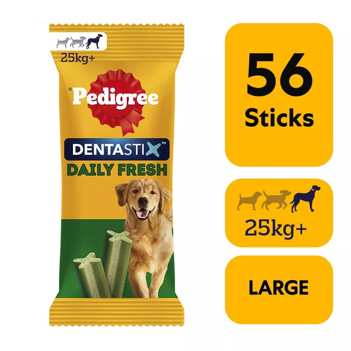 Pedigree Dentastix Fresh for Large Dogs Daily Dental Chew Treat, Pedigree, 56 Sticks