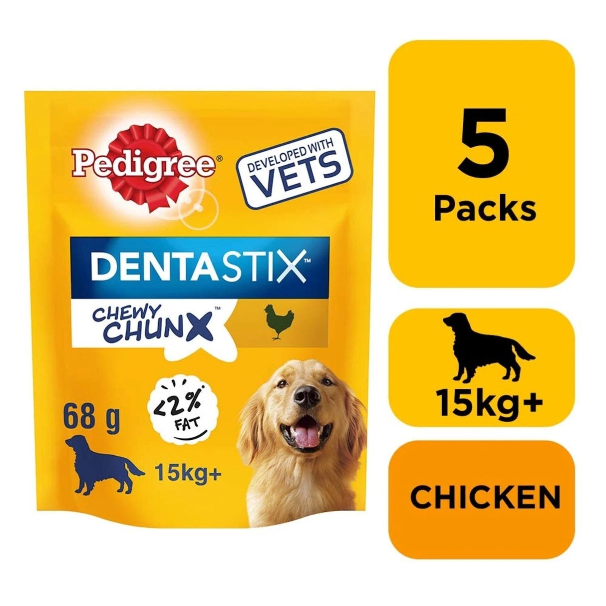 Pedigree Dentastix Maxi Chicken Chewy Chunx Adult Dog Treats - 5 x 68g, Pedigree,