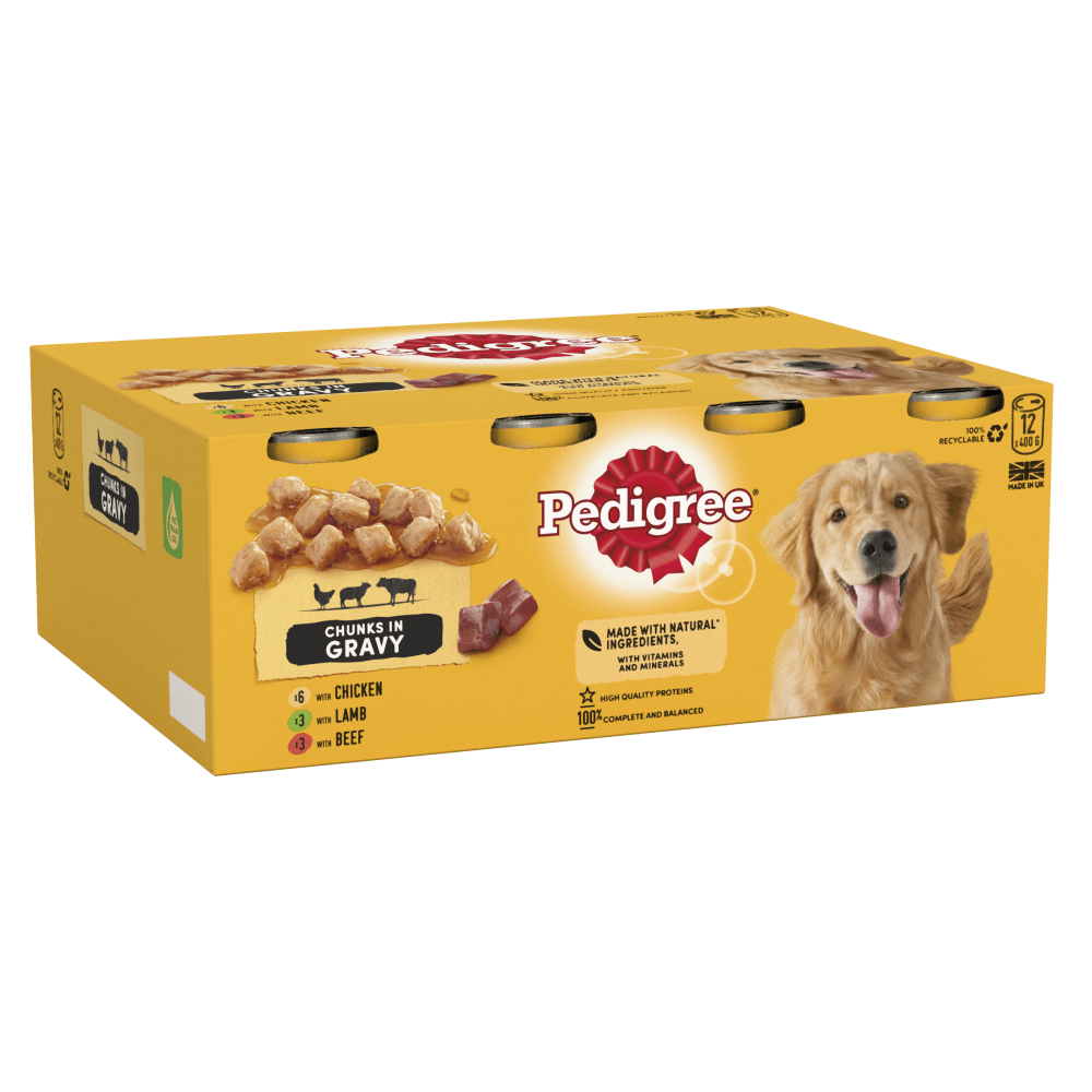 Pedigree Mixed Selection in Gravy Adult Wet Dog Food Tins - 24 x 400g, Pedigree,