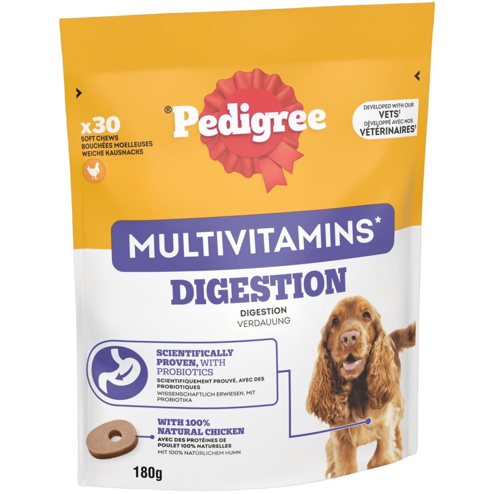 Pedigree Multivitamins Digestion Soft Dog Chews - 6 x 180g Packs, Pedigree,