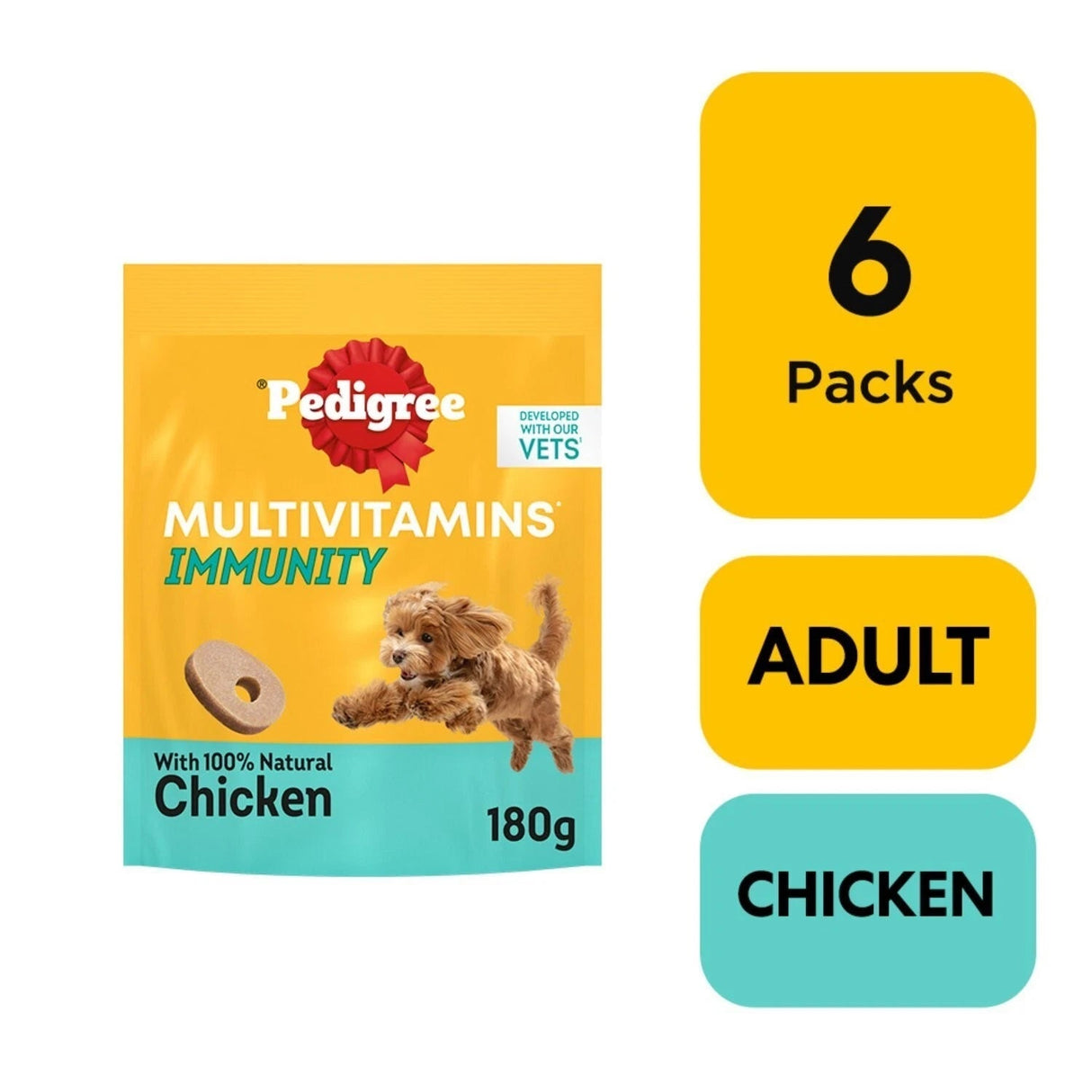 Pedigree Multivitamins Immunity Soft Dog Chews - 6 x 180g Packs, Pedigree,